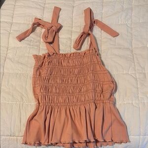 Altar'd State Orange Smocked Ruffled Tank Top